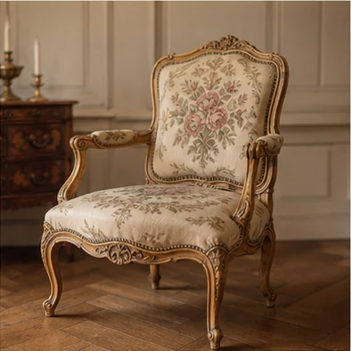 Ornate French-style antique armchair