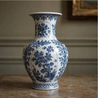 Blue and white porcelain vase